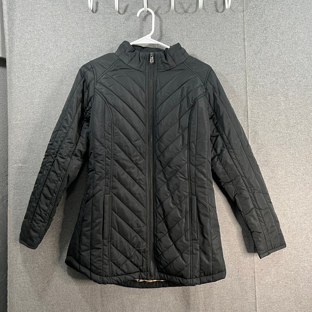 Isaac Mizrahi Live! Nylon Quilted Jacket With Printed Lini Pitch Black Size XXS